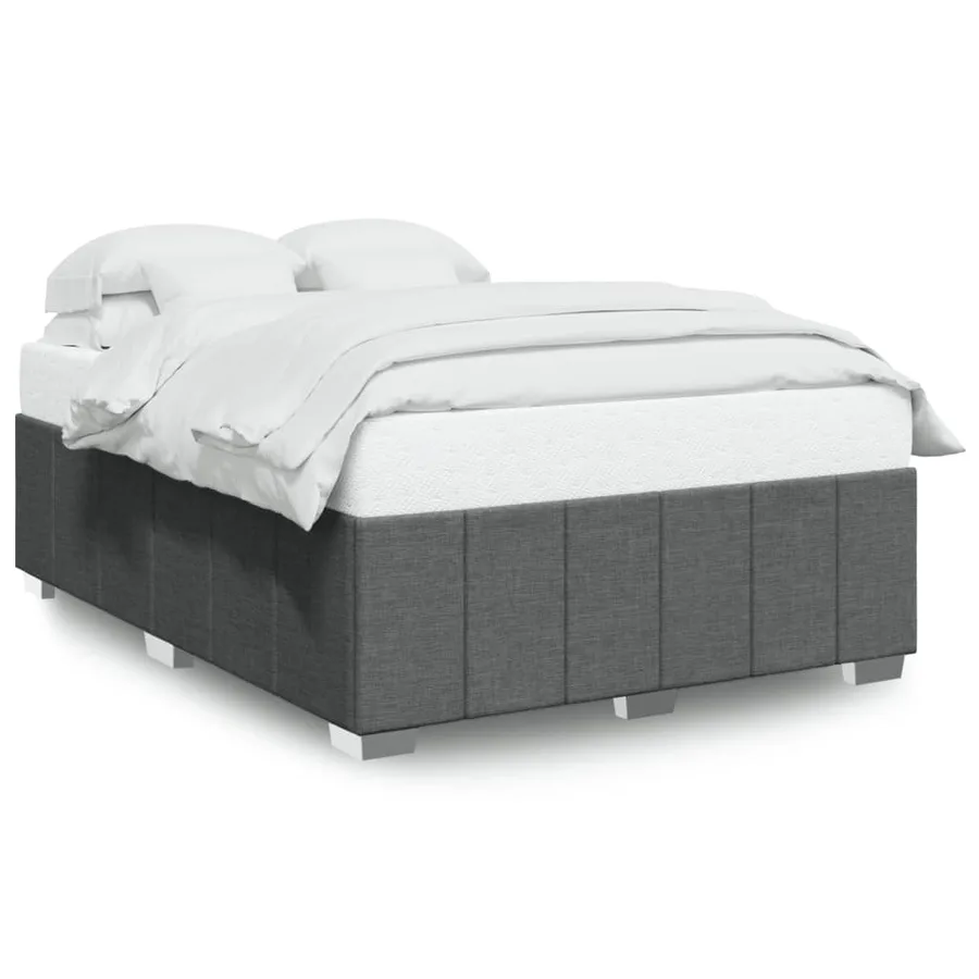 Cadre de lit sans matelas gris foncé 140x200 cm tissu - 2