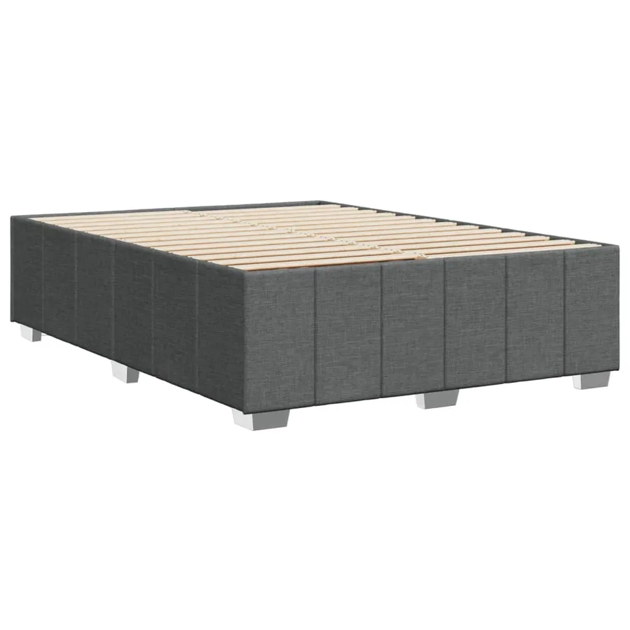 Cadre de lit sans matelas gris foncé 140x200 cm tissu - 6
