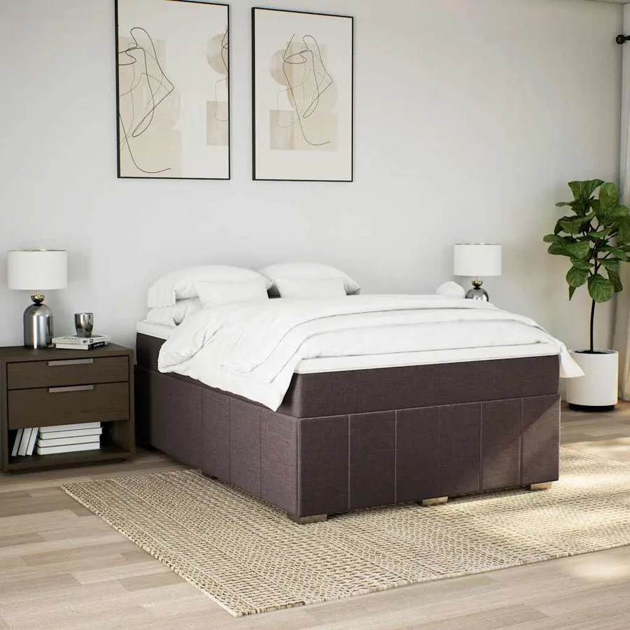 Sommier à lattes de lit avec matelas Marron foncé 140x190 cm - 3