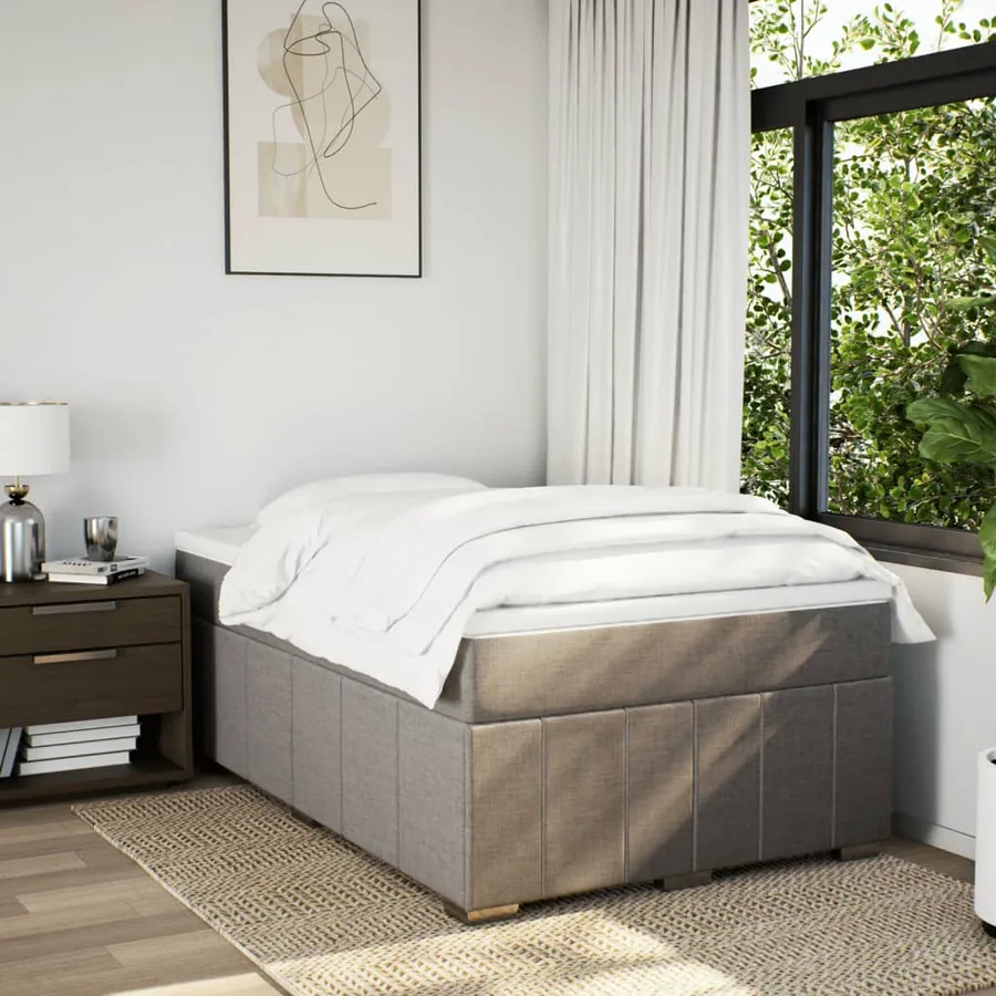 Sommier à lattes de lit avec matelas Taupe 120x200 cm Tissu - 3
