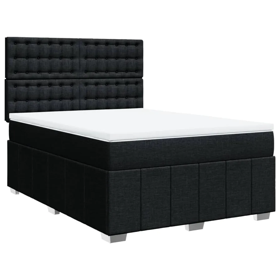 Sommier à lattes de lit avec matelas Noir 140x200 cm Tissu - 2