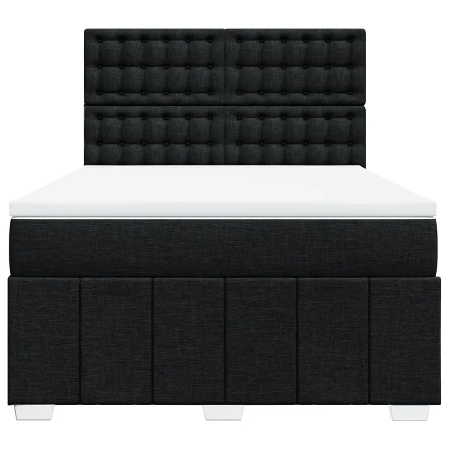 Sommier à lattes de lit avec matelas Noir 140x200 cm Tissu - 4