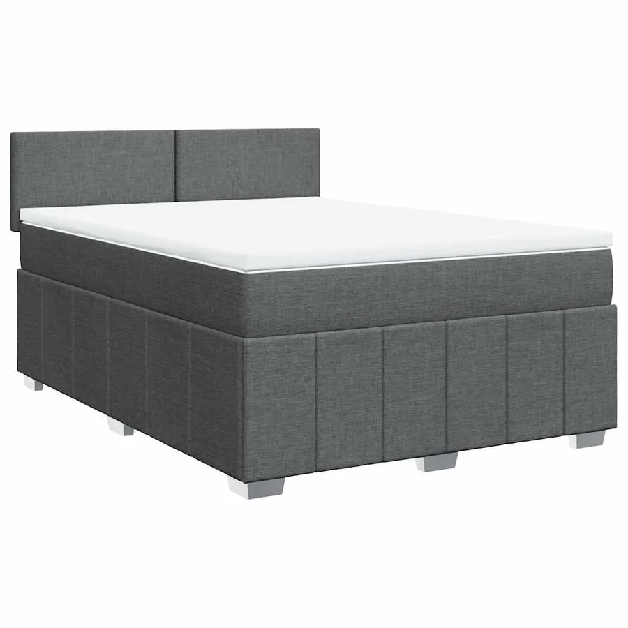 Sommier à lattes de lit avec matelas Gris foncé 140x190cm Tissu - 2