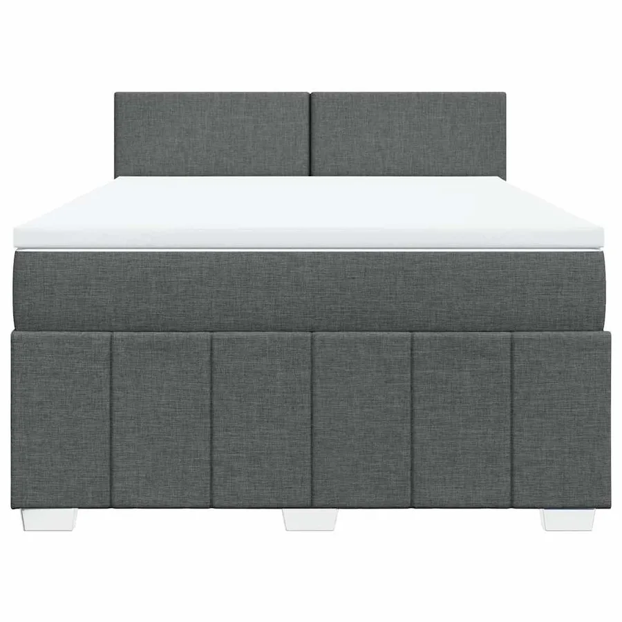 Sommier à lattes de lit avec matelas Gris foncé 140x190cm Tissu - 7