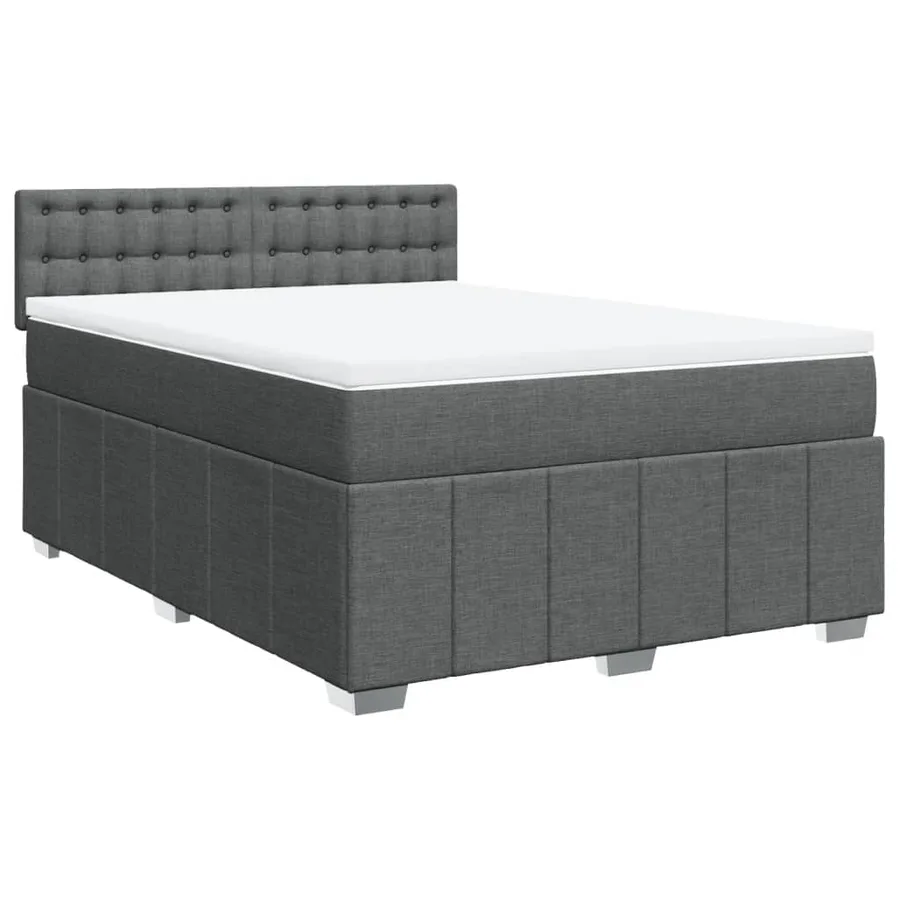 Sommier à lattes de lit avec matelas Gris foncé 140x200cm Tissu - 3