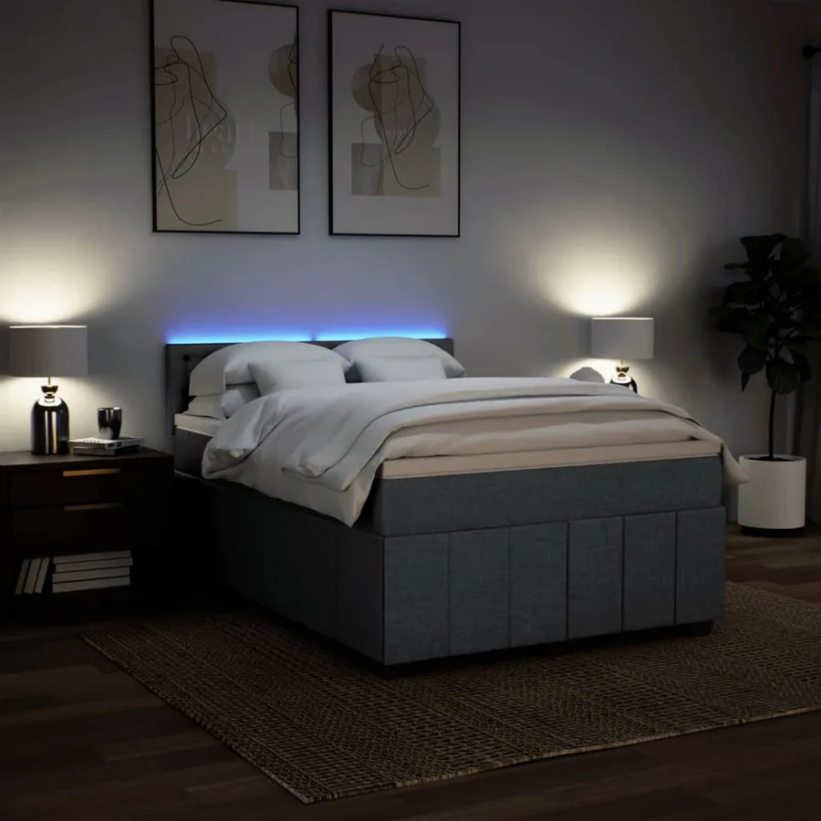 Sommier à lattes de lit avec matelas Gris foncé 140x200cm Tissu - 4