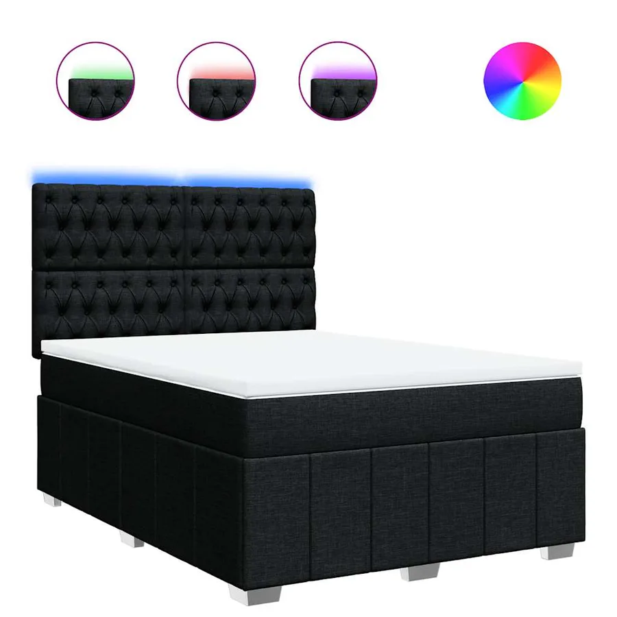 Sommier à lattes de lit avec matelas Noir 140x200 cm Tissu - 2