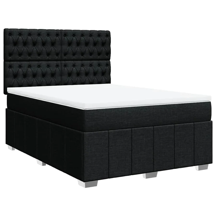 Sommier à lattes de lit avec matelas Noir 140x200 cm Tissu - 3