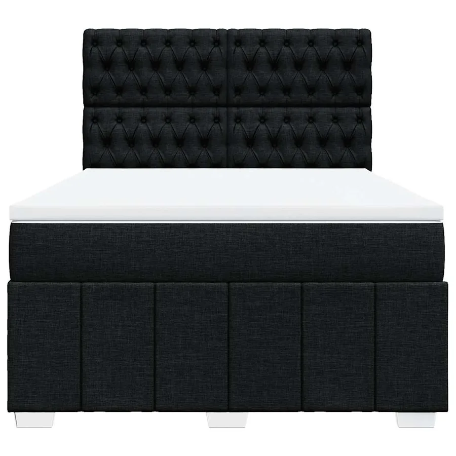 Sommier à lattes de lit avec matelas Noir 140x200 cm Tissu - 6