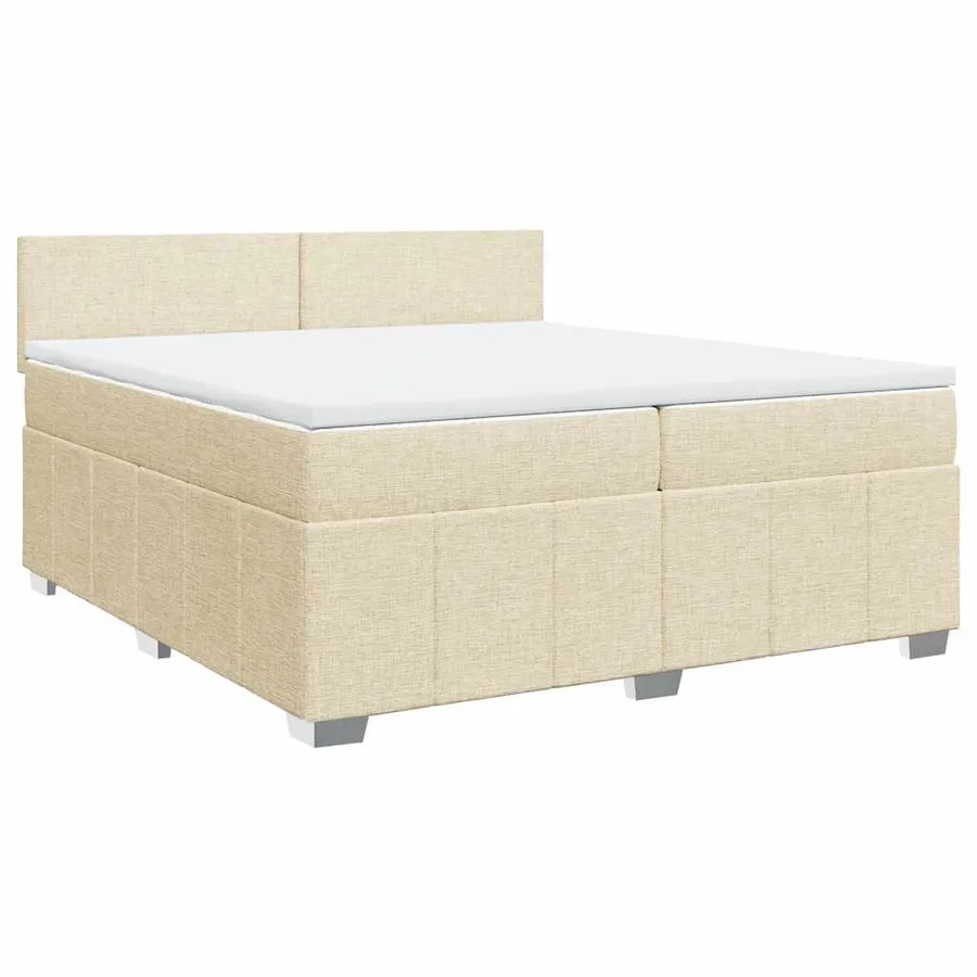 Sommier à lattes de lit avec matelas Crème 200x200 cm Tissu - 2