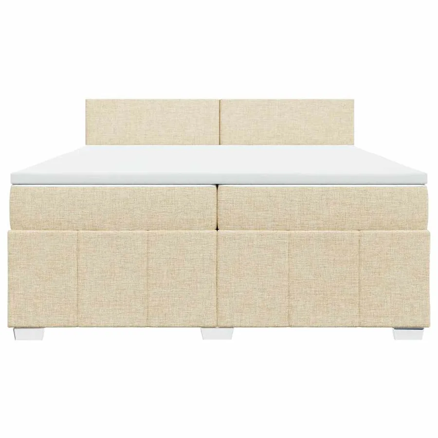 Sommier à lattes de lit avec matelas Crème 200x200 cm Tissu - 4
