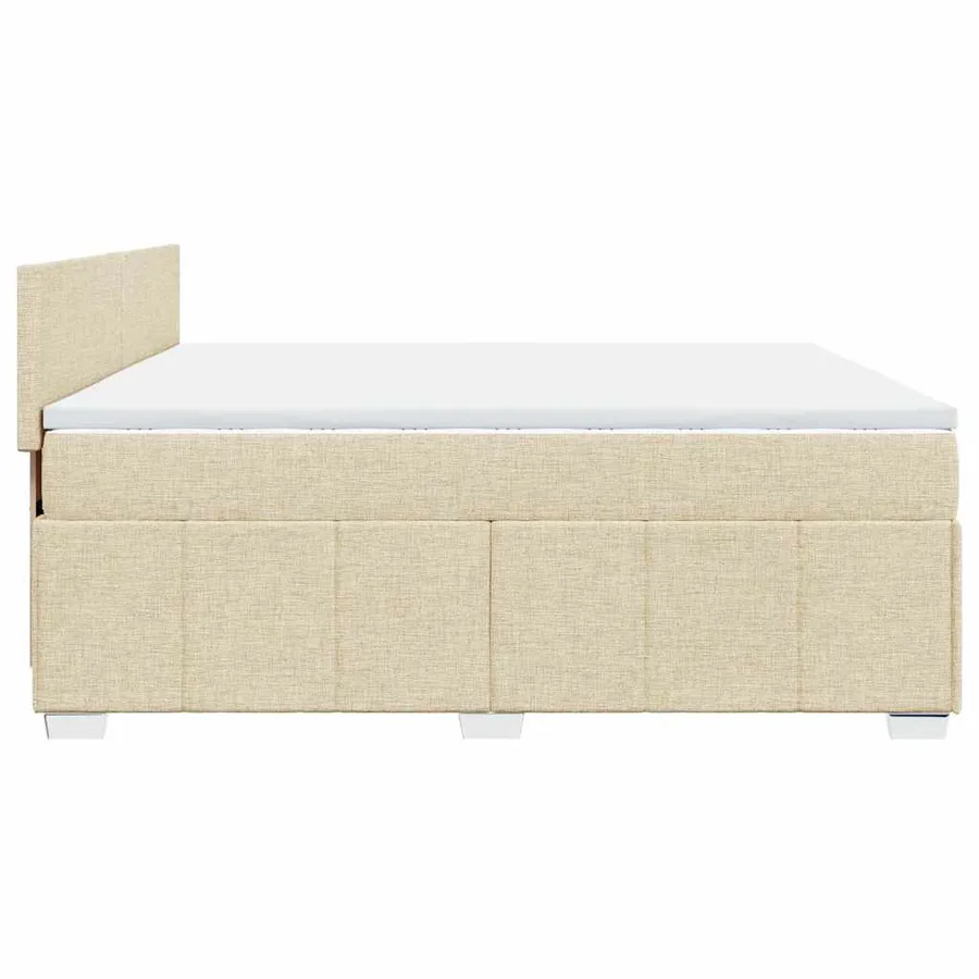 Sommier à lattes de lit avec matelas Crème 200x200 cm Tissu - 5