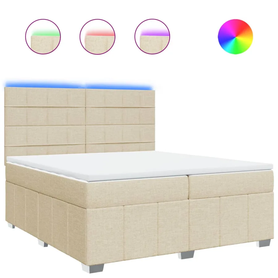 Sommier à lattes de lit avec matelas Crème 200x200 cm Tissu - 2