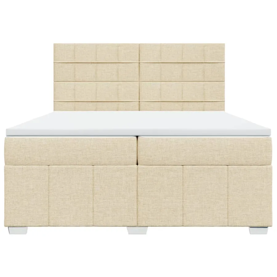 Sommier à lattes de lit avec matelas Crème 200x200 cm Tissu - 6