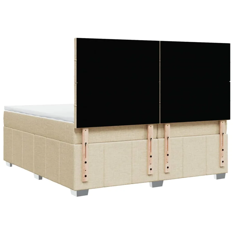 Sommier à lattes de lit avec matelas Crème 200x200 cm Tissu - 8