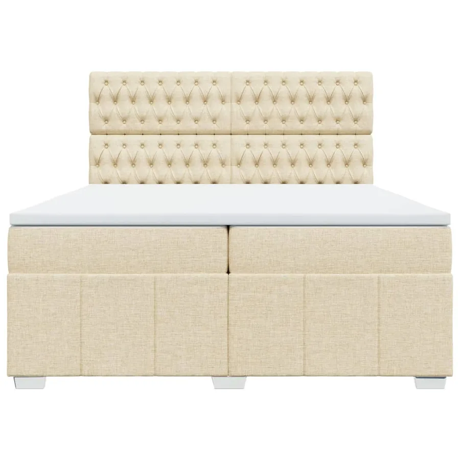 Sommier à lattes de lit avec matelas Crème 200x200 cm Tissu - 4