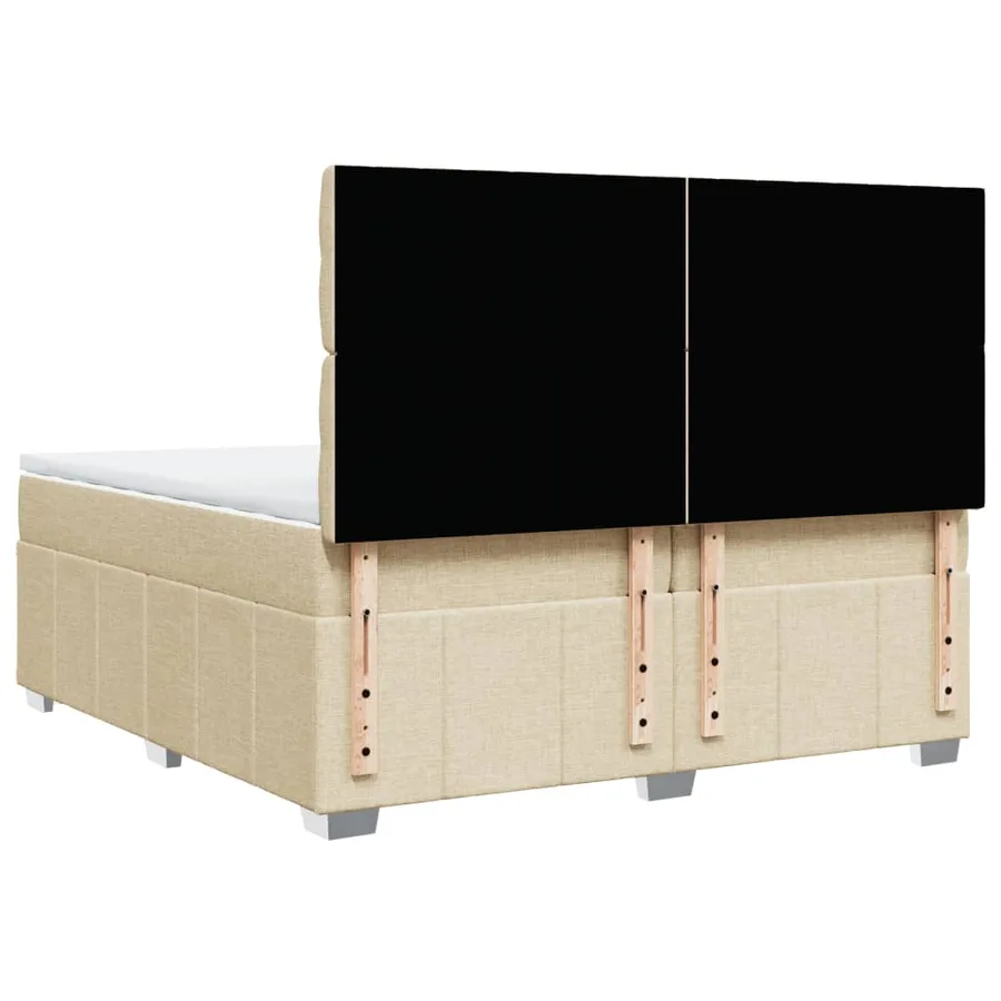 Sommier à lattes de lit avec matelas Crème 200x200 cm Tissu - 6