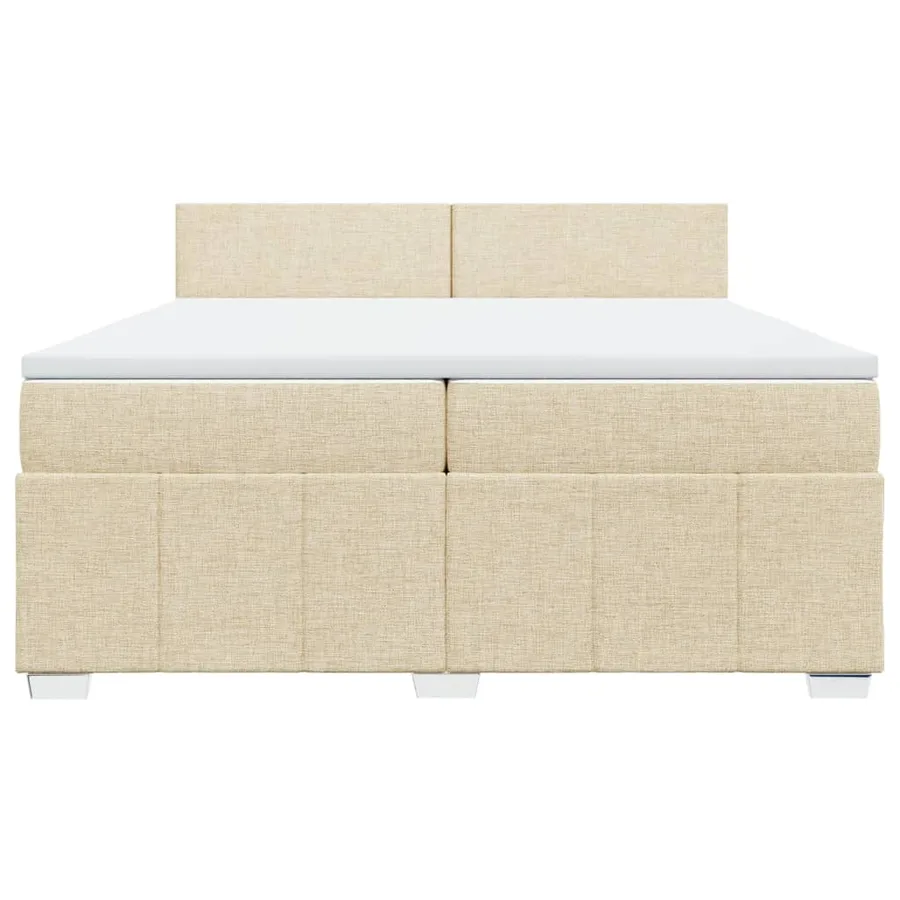 Sommier à lattes de lit avec matelas Crème 200x200 cm Tissu - 6