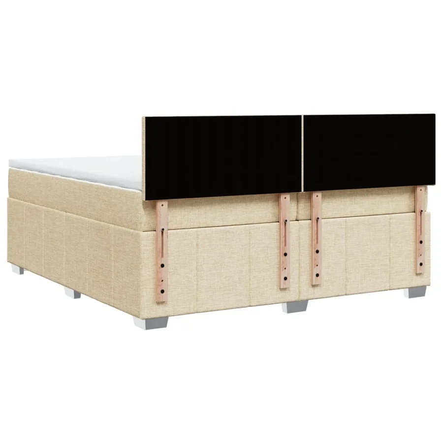 Sommier à lattes de lit avec matelas Crème 200x200 cm Tissu - 8