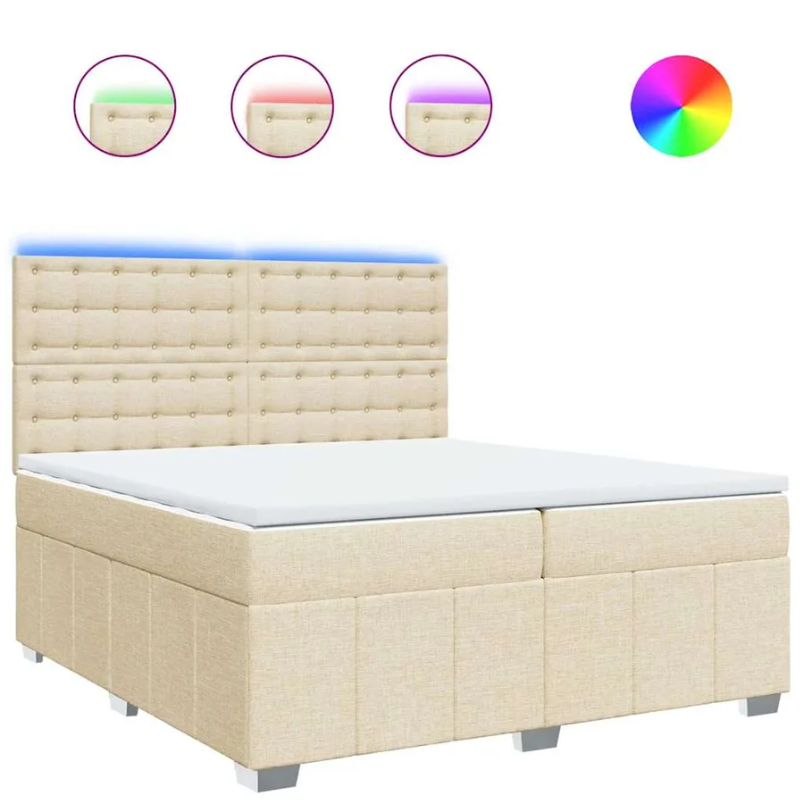 Sommier à lattes de lit avec matelas Crème 200x200 cm Tissu - 2