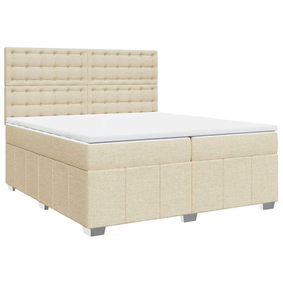 Sommier à lattes de lit avec matelas Crème 200x200 cm Tissu - 3