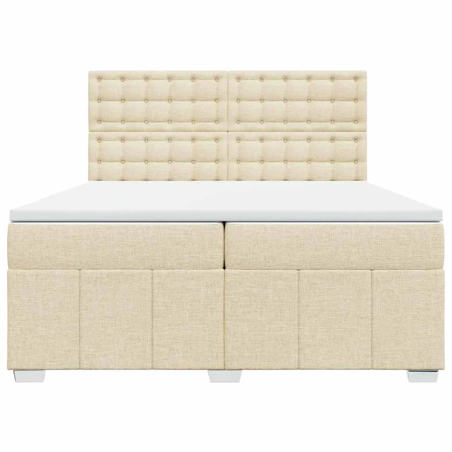 Sommier à lattes de lit avec matelas Crème 200x200 cm Tissu - 6