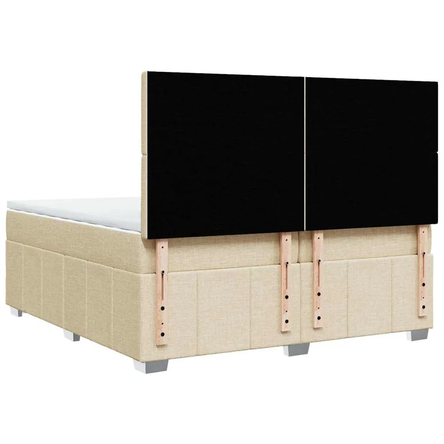 Sommier à lattes de lit avec matelas Crème 200x200 cm Tissu - 8