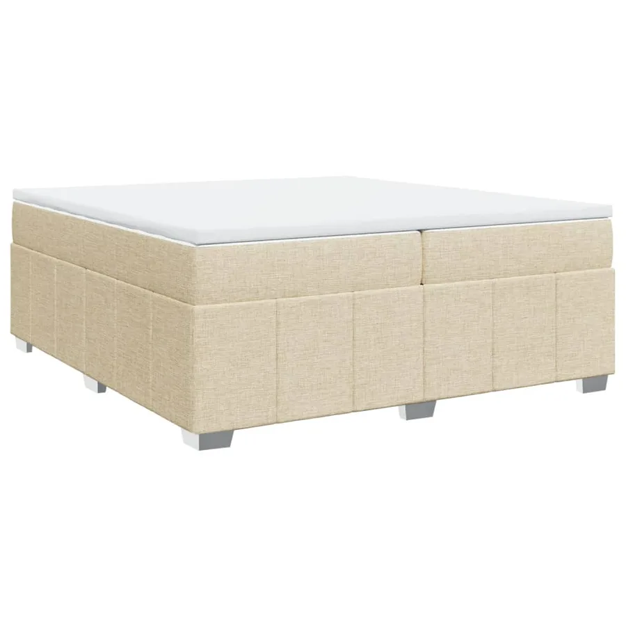 Sommier à lattes de lit avec matelas Crème 200x200 cm Tissu - 2