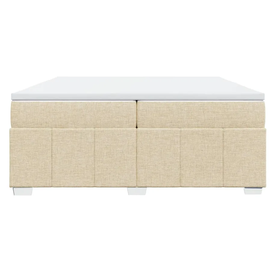 Sommier à lattes de lit avec matelas Crème 200x200 cm Tissu - 4