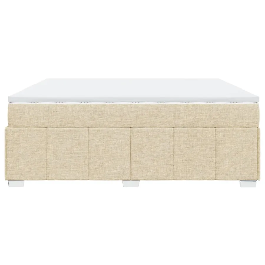 Sommier à lattes de lit avec matelas Crème 200x200 cm Tissu - 8