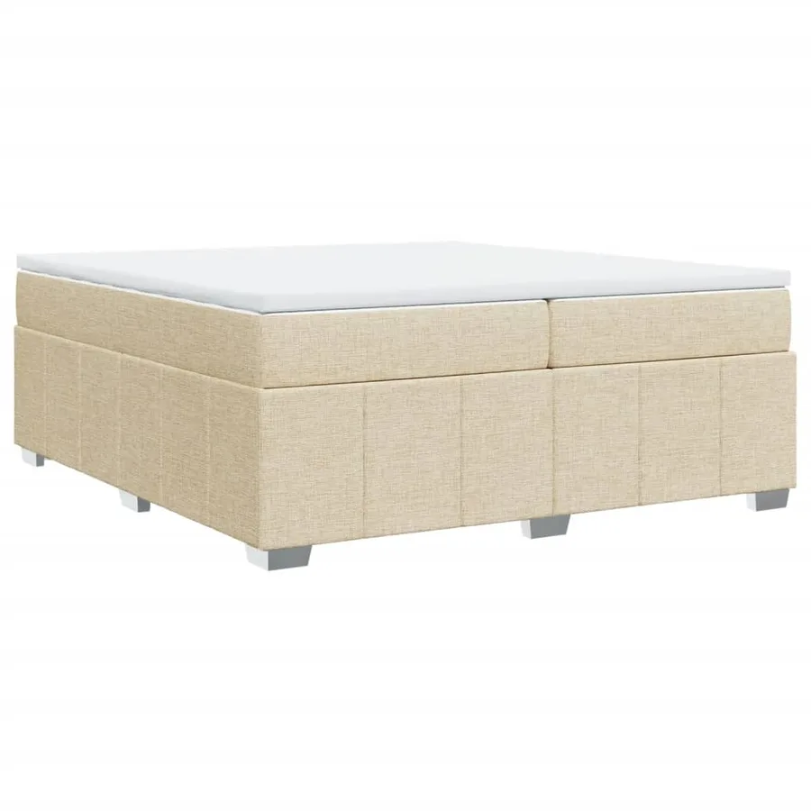 Sommier à lattes de lit avec matelas Crème 200x200 cm Tissu - 9