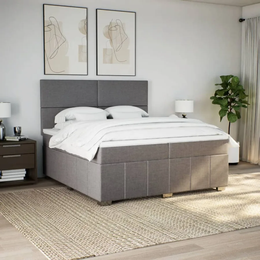 Sommier à lattes de lit avec matelas Taupe 200x200 cm Tissu - 3