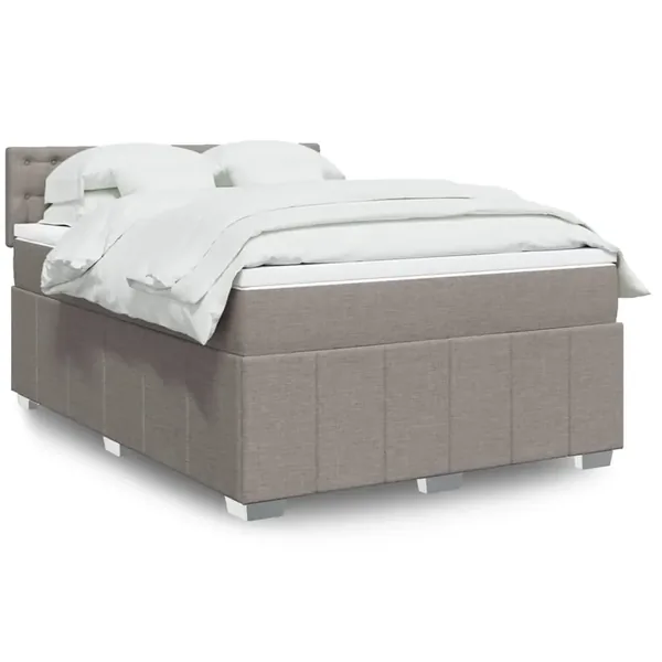 Sommier à lattes de lit avec matelas Taupe 140x190 cm Tissu