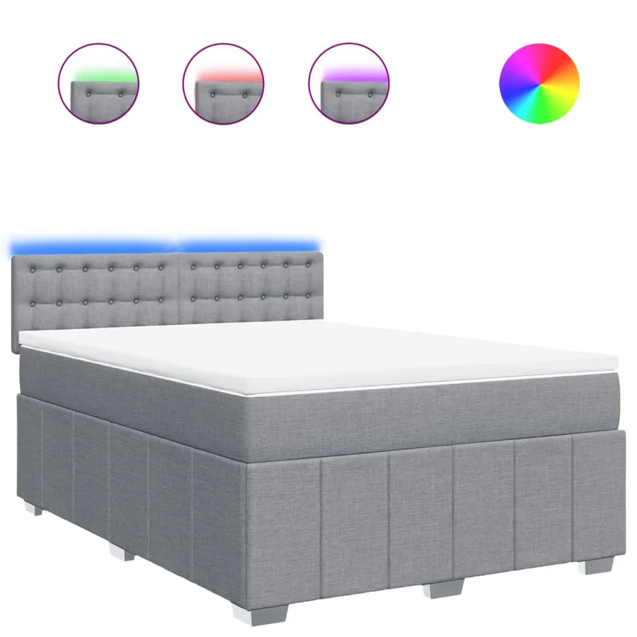 Sommier à lattes de lit avec matelas Gris clair 140x190cm Tissu - 2