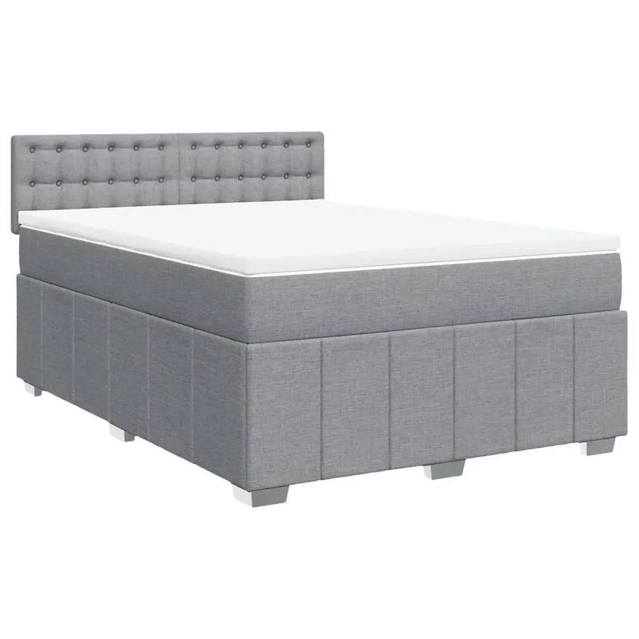 Sommier à lattes de lit avec matelas Gris clair 140x190cm Tissu - 3