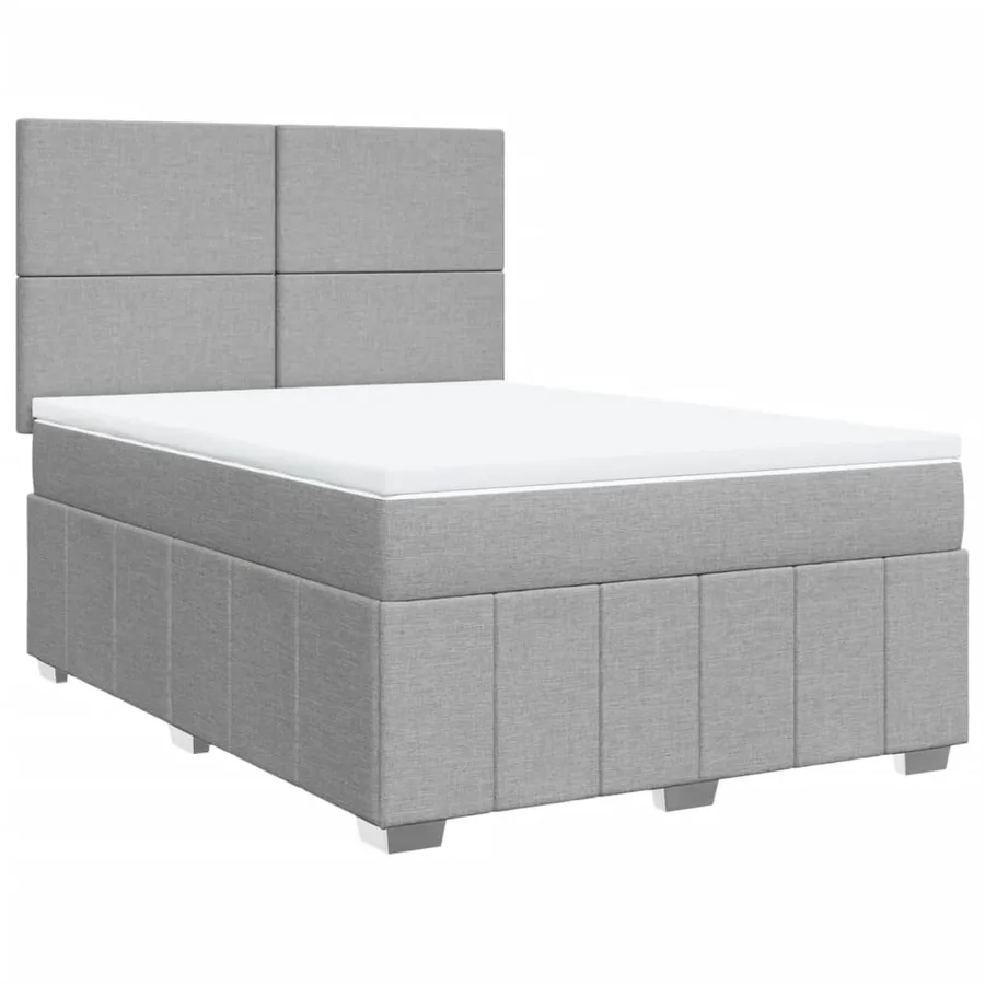 Sommier à lattes de lit avec matelas Gris clair 140x190cm Tissu - 2