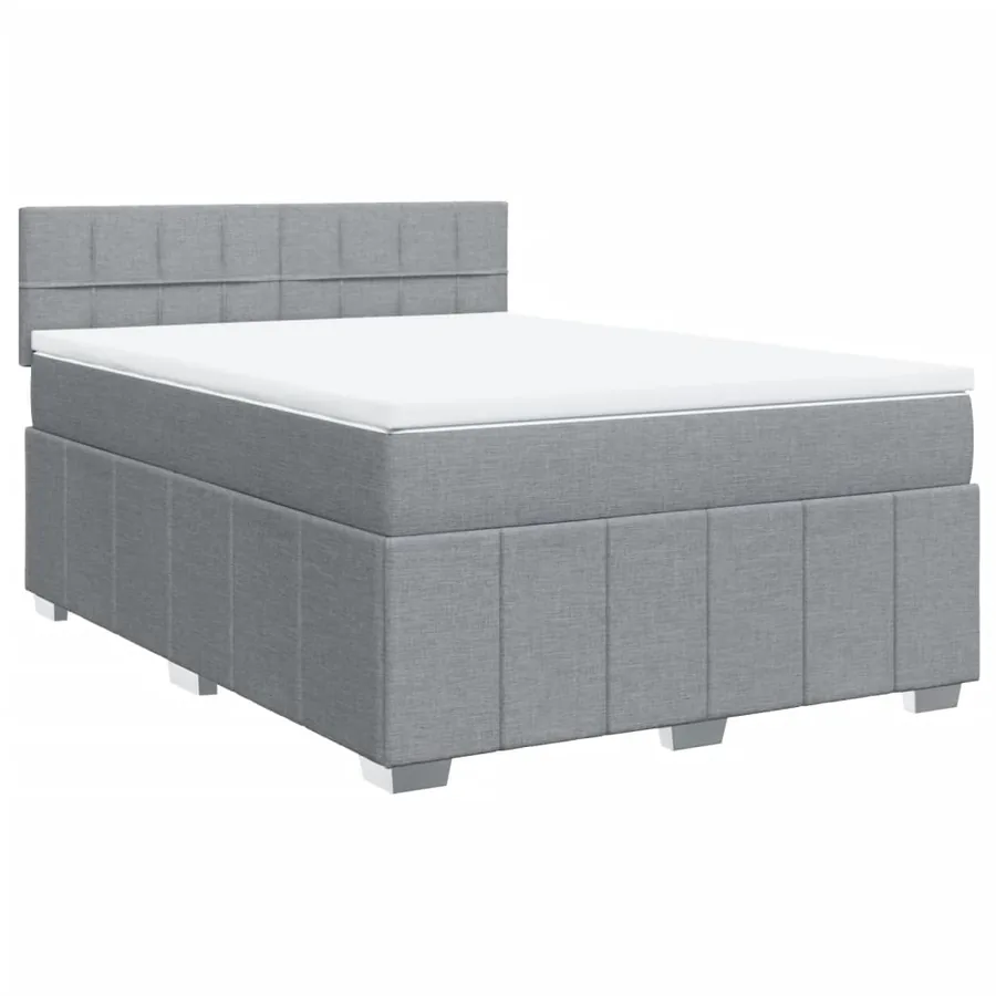 Sommier à lattes de lit avec matelas Gris clair 140x190cm Tissu - 3