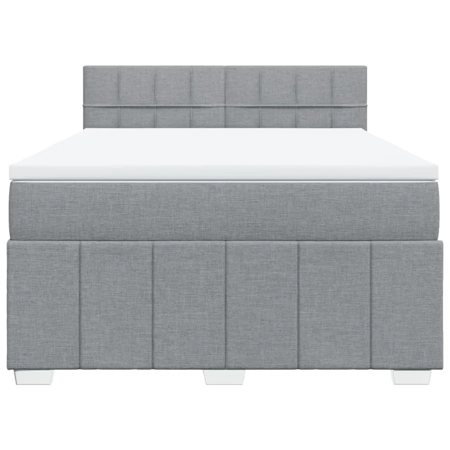 Sommier à lattes de lit avec matelas Gris clair 140x190cm Tissu - 6