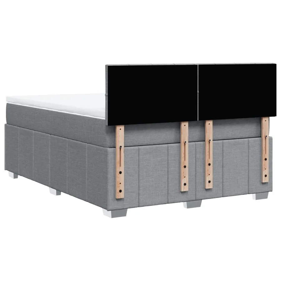 Sommier à lattes de lit avec matelas Gris clair 140x190cm Tissu - 8