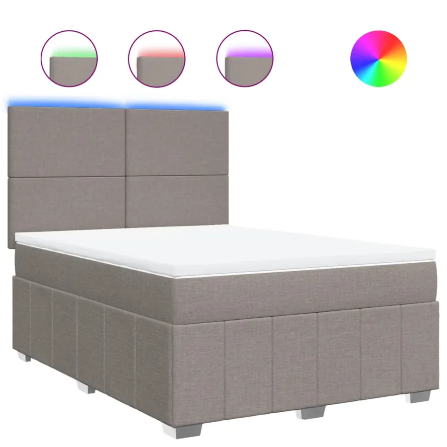 Sommier à lattes de lit avec matelas Taupe 140x190 cm Tissu - 2