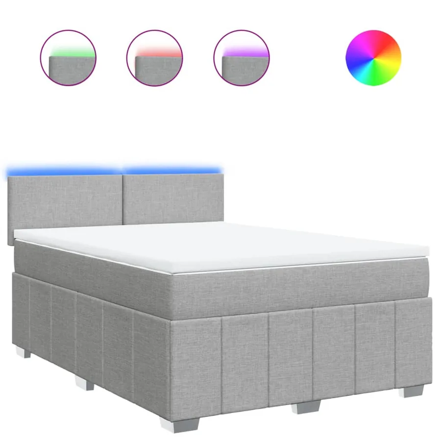 Sommier à lattes de lit avec matelas Gris clair 140x190cm Tissu - 2