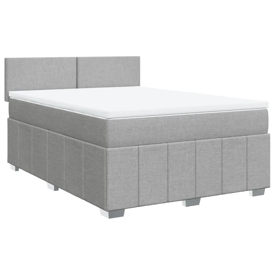 Sommier à lattes de lit avec matelas Gris clair 140x190cm Tissu - 3