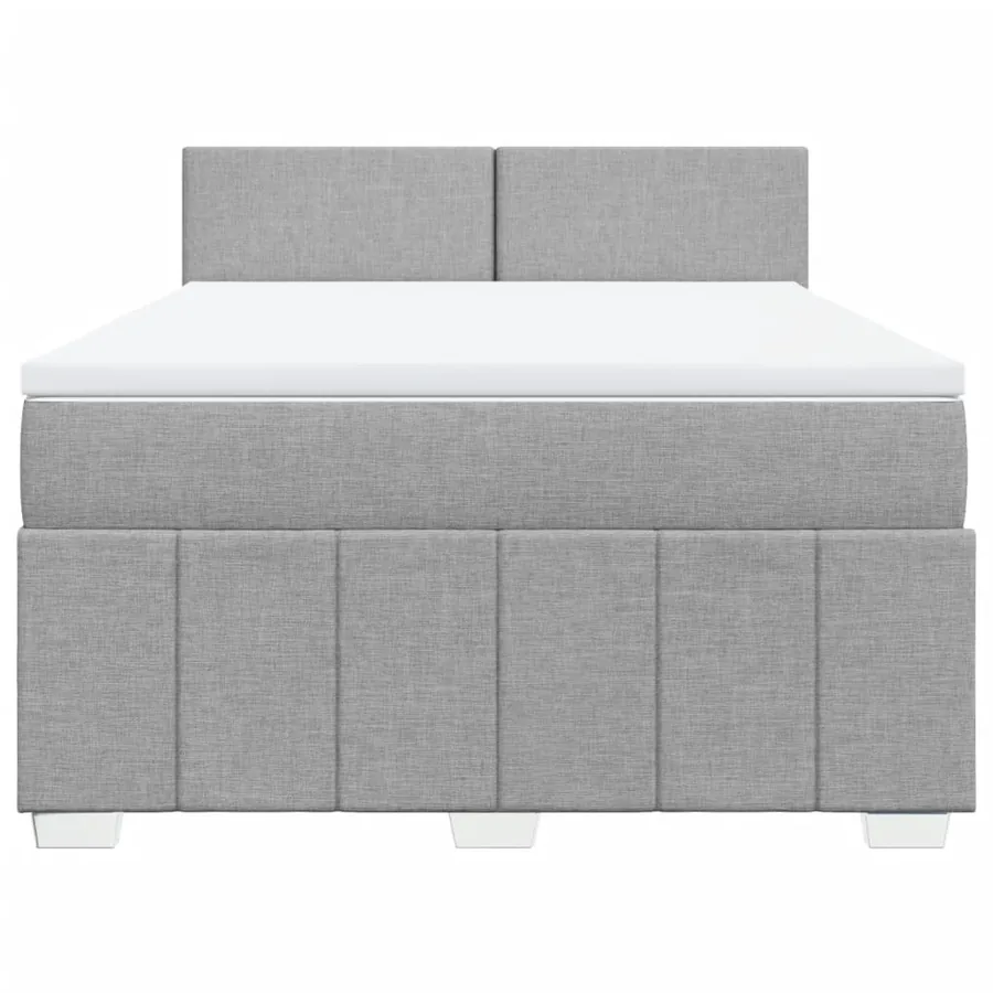 Sommier à lattes de lit avec matelas Gris clair 140x190cm Tissu - 6