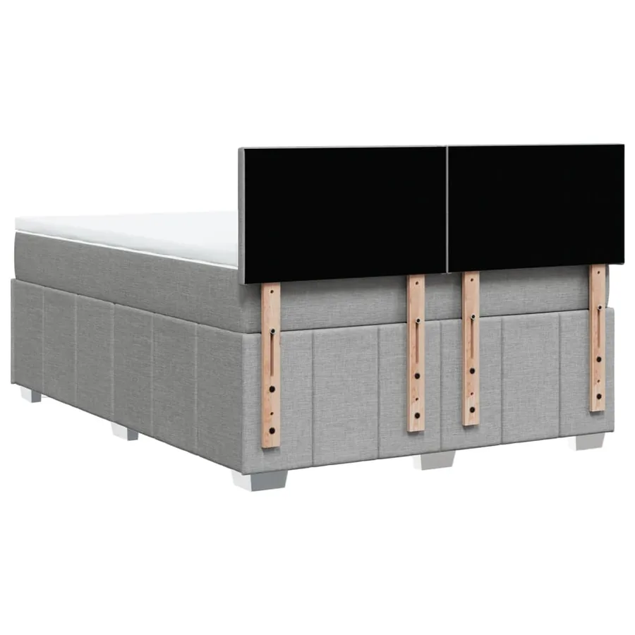 Sommier à lattes de lit avec matelas Gris clair 140x190cm Tissu - 8