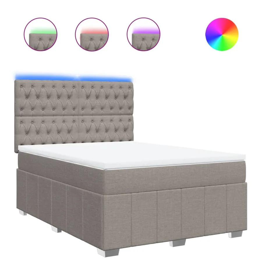 Sommier à lattes de lit avec matelas Taupe 140x190 cm Tissu - 2