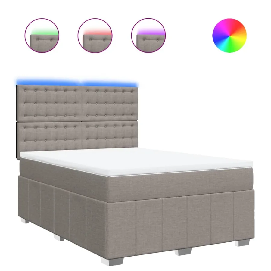 Sommier à lattes de lit avec matelas Taupe 140x200 cm Tissu - 2