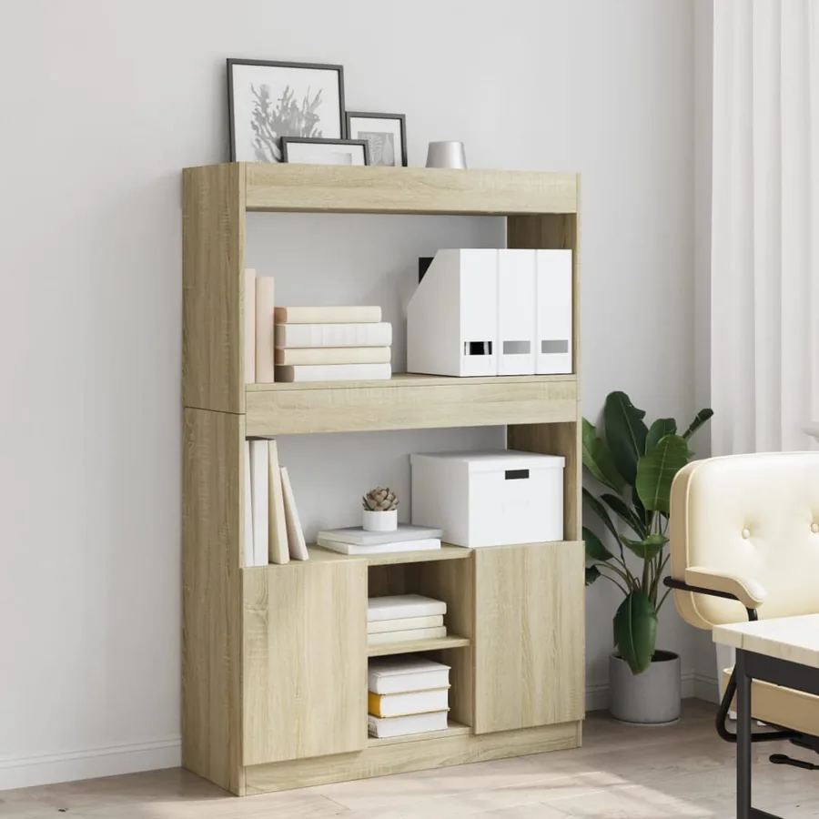 Buffet haut chêne sonoma 92x33x140 cm bois d'ingénierie - 3