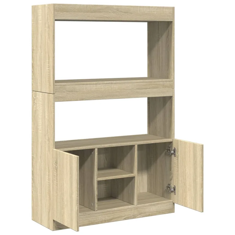 Buffet haut chêne sonoma 92x33x140 cm bois d'ingénierie - 8