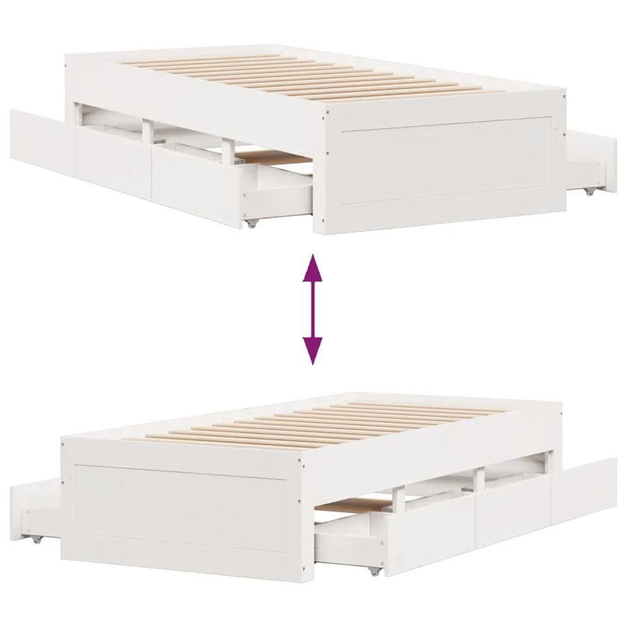 Cadre de lit sans matelas avec tiroirs 90x200 cm bois de pin - 10