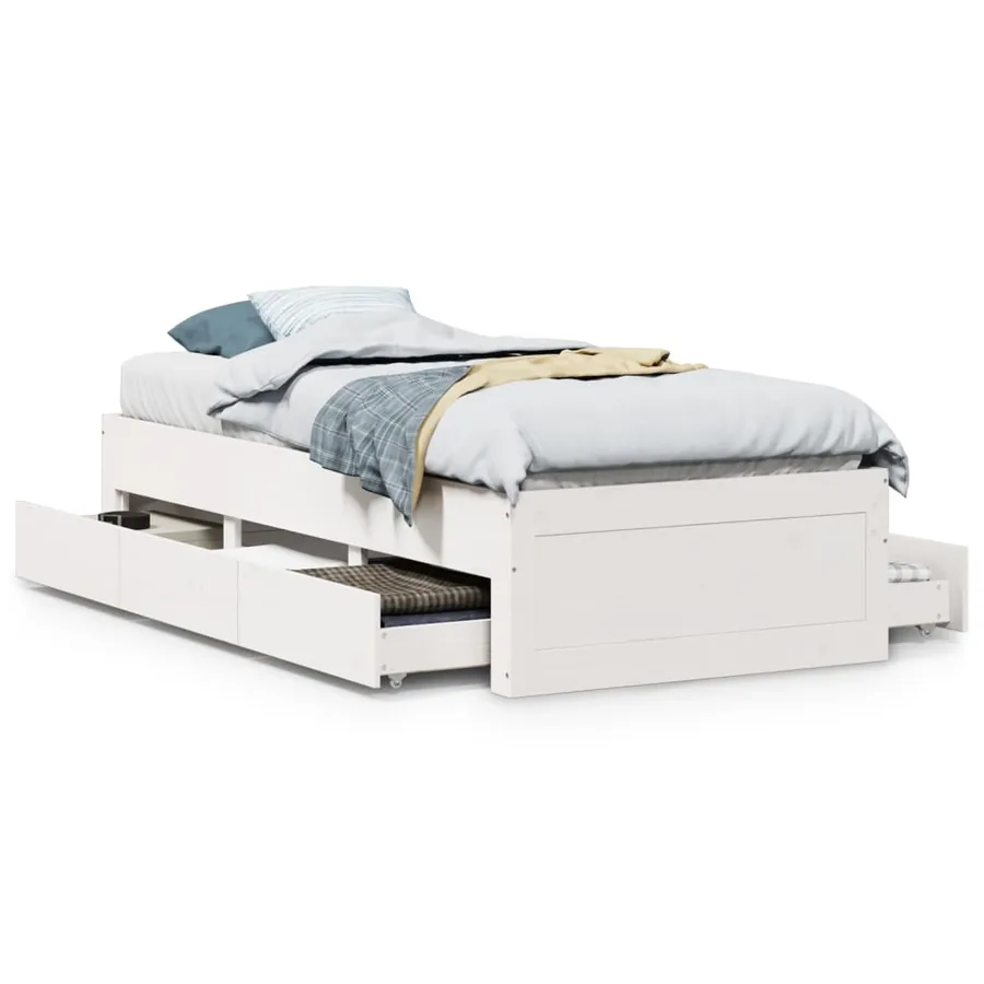 Cadre de lit sans matelas avec tiroirs 90x200 cm bois de pin - 2